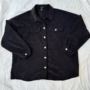 Black Corduroy Button-Up Shirt
